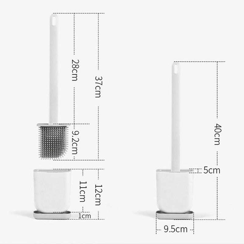 Toalettborste i silikon för golv- eller väggmontage